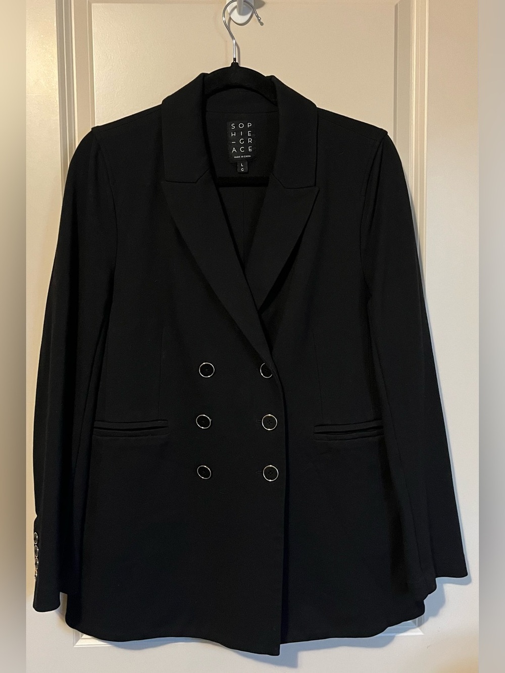 Sophie Grace Black Double-Breasted Tailored Blazer Size Large